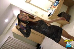 Noon strips sheer black dress sucks cock and cum in mouth