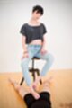 Matsuda anna giving footjob sitting on stool wearing jeans bare feet