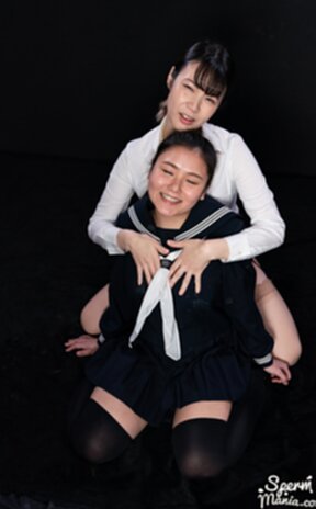 Tutor Aida Miku watching kogal Hayase An receiving bukkake facials