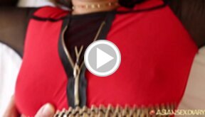 Ali on her knees sucking cock and fucked over bed